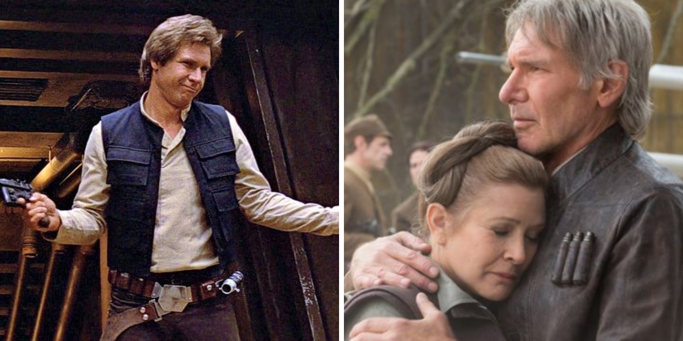 Han Solo hugging Leia Organa