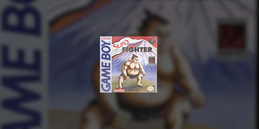 Imagen de la caja de Sumo Fighter Game Boy impuesta sobre el arte de fondo.