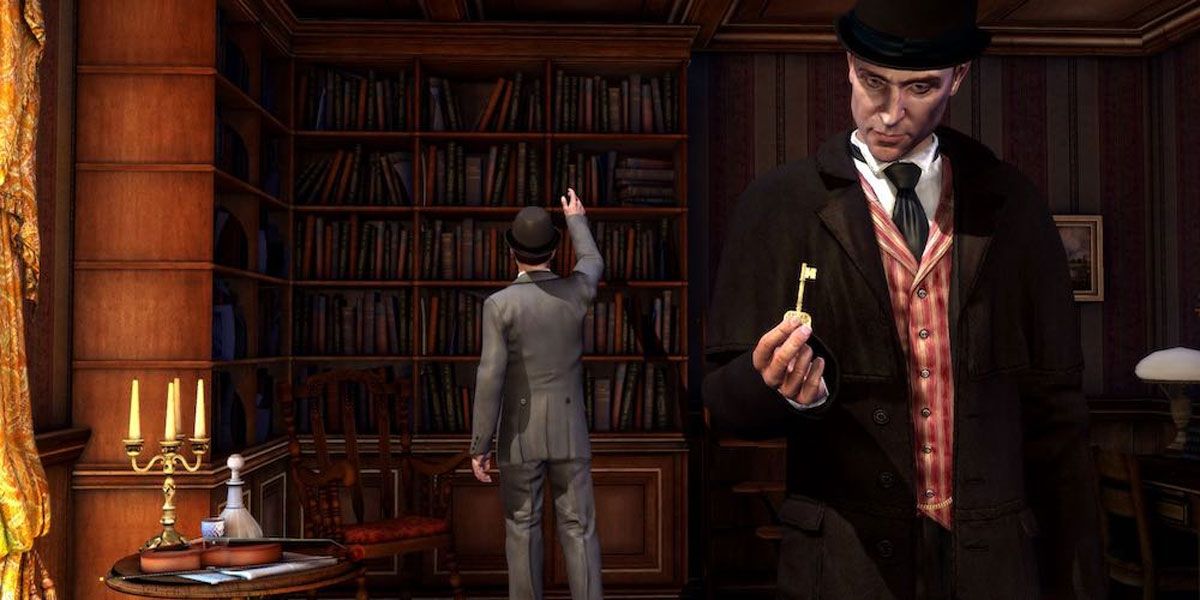 Sherlock examines a clue in The Testament of Sherlock Holmes. 