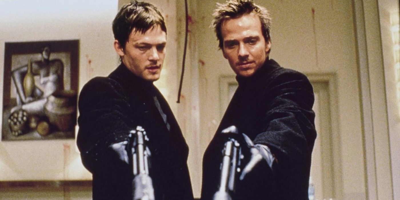 the boondock saints - two characters with guns drawn