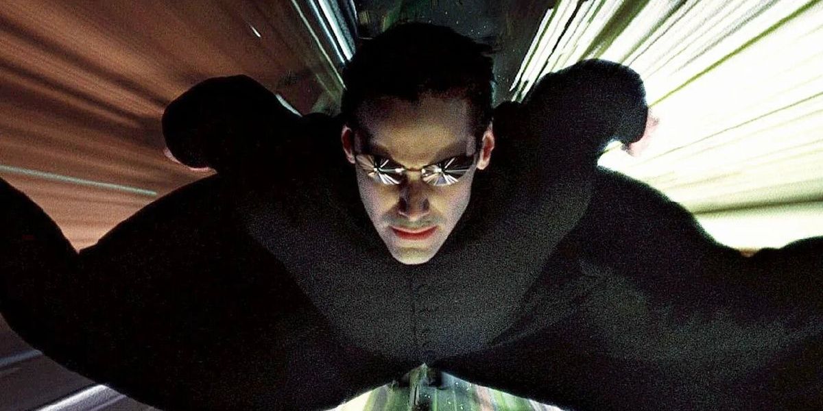 Neo flying through The Matrix