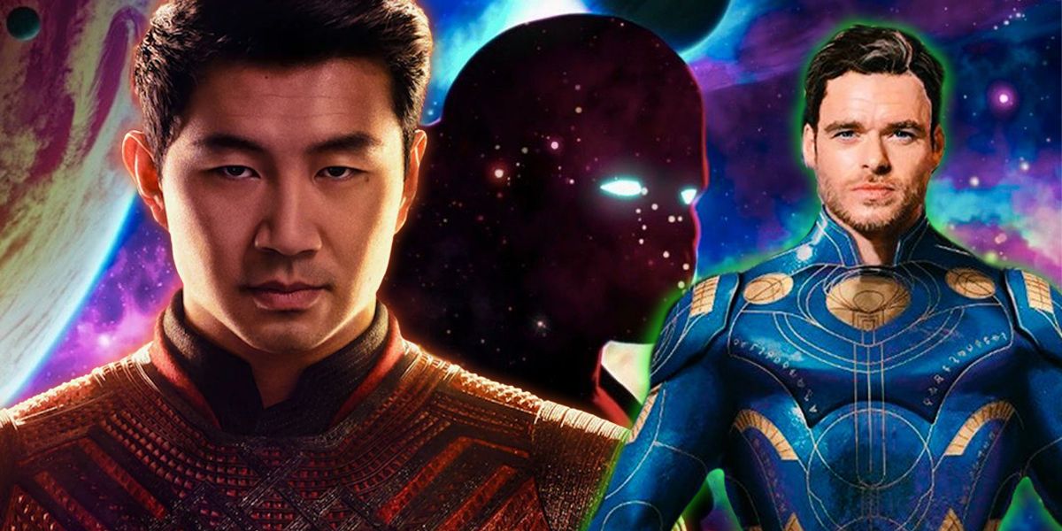 Shang-Chi and Ikaris flanking The Watcher
