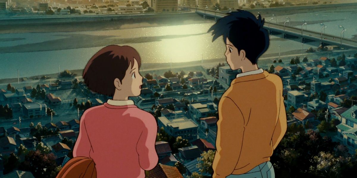 Shizuku And Seiji look at each other in Whisper of the Heart.