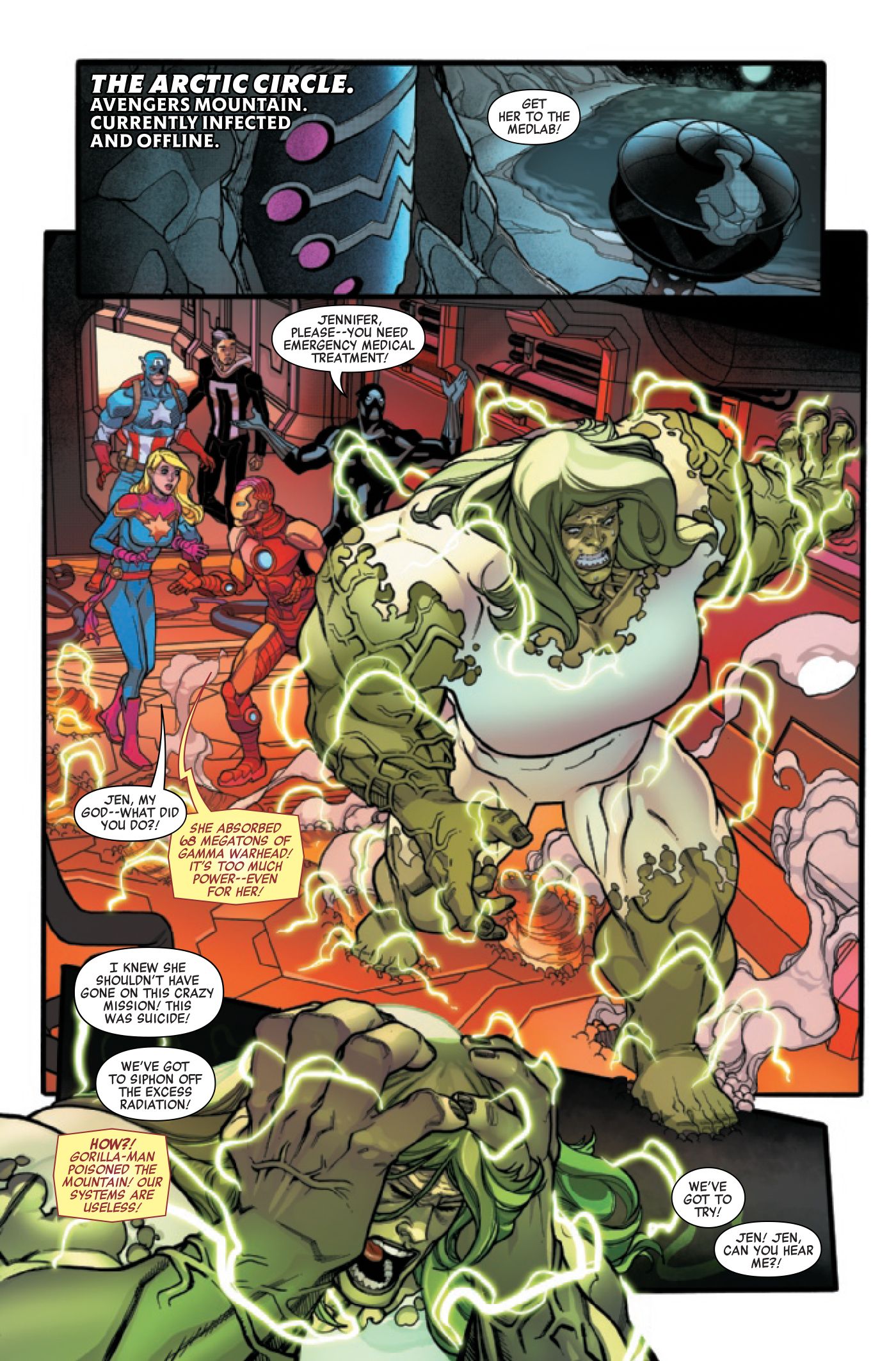 She-Hulk looks ready to explode from absorbing too much gamma radiation.