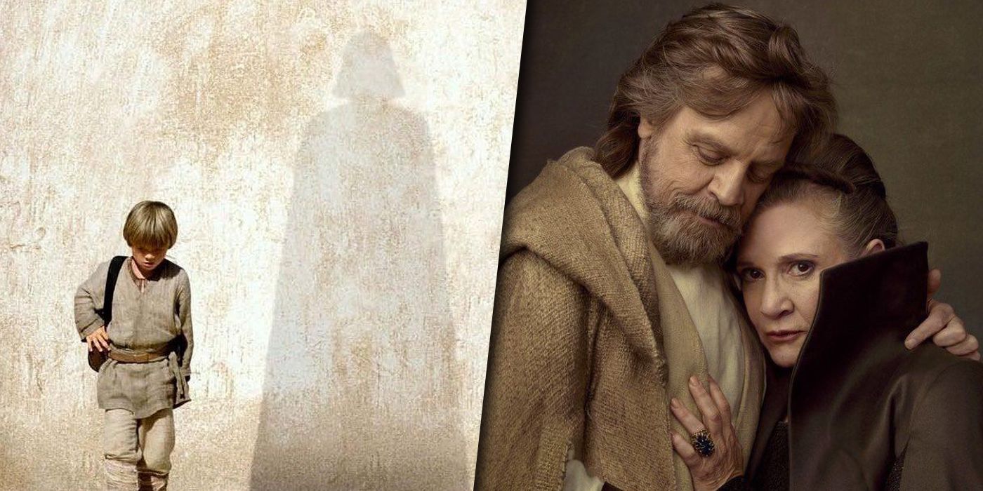 Anakin, Luke and Leia Skywalker from Star Wars split image