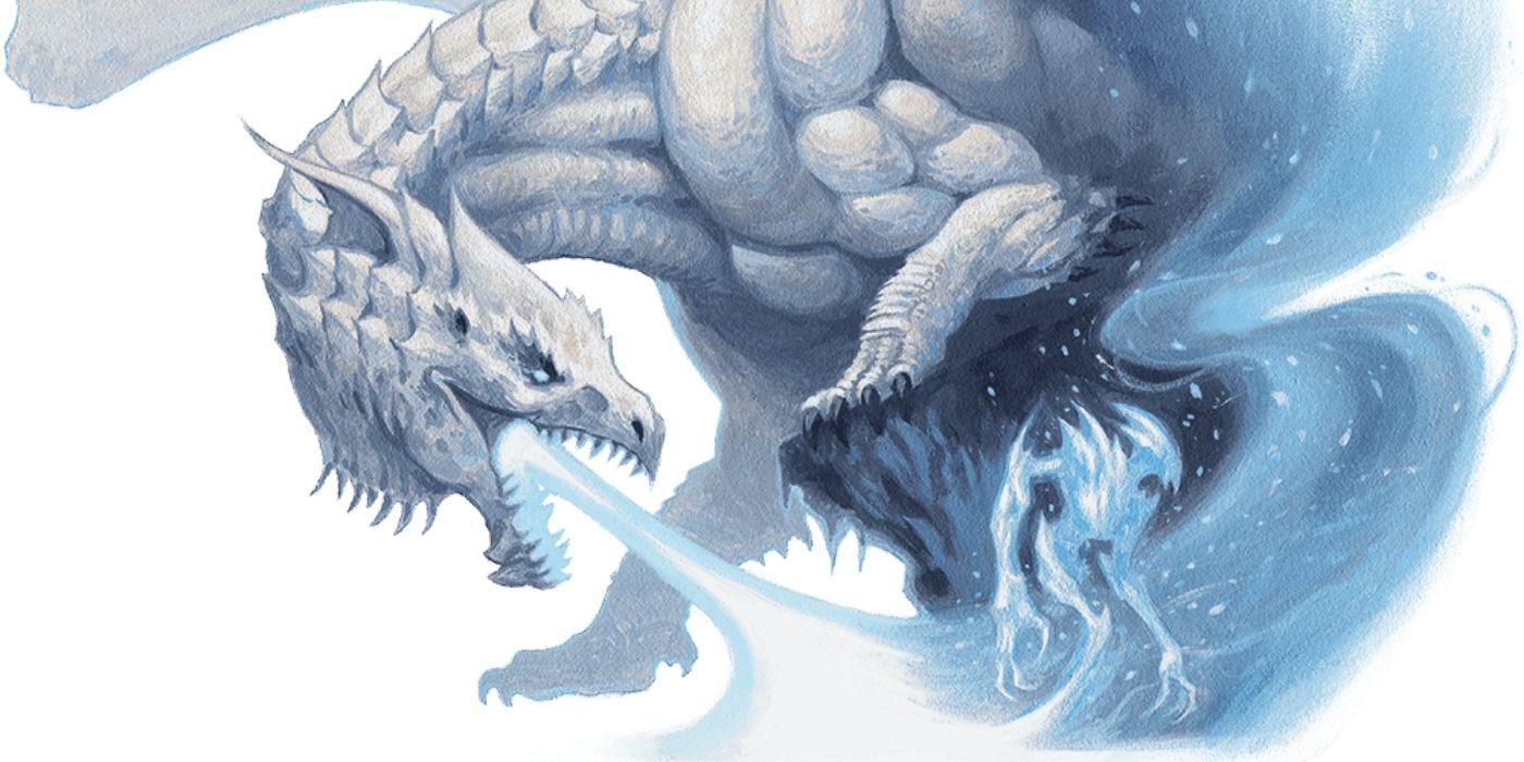 A White Dragon Creating an Animated breath in Dungeons and Dragons in Fizban’s Treasury of Dragons