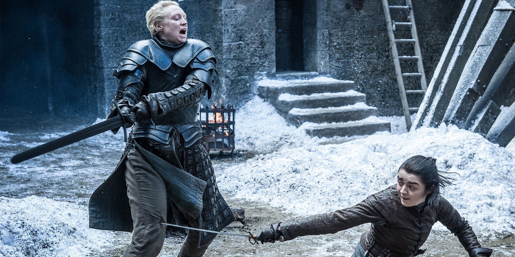 Arya Stark Duels Brienne of Tarth In Winterfell