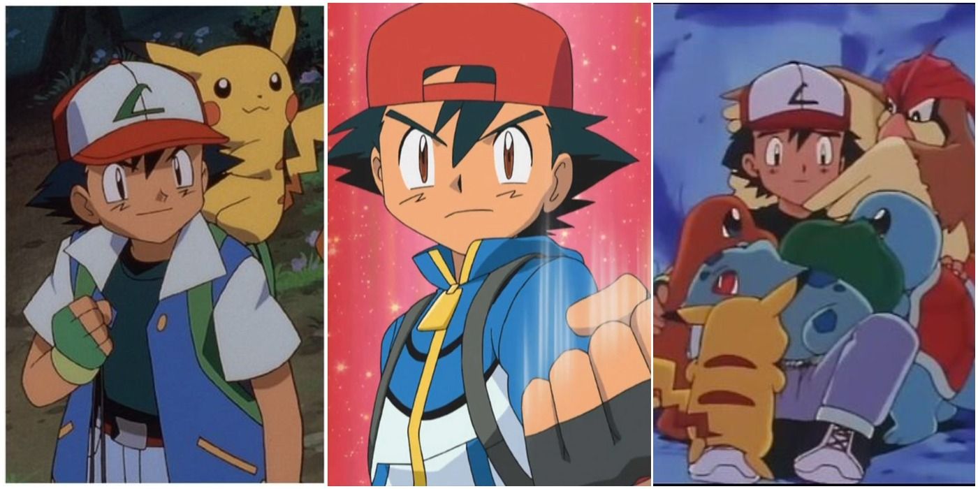 Ash Ketchum as a Pokémon trainer hanging out with Pokémon
