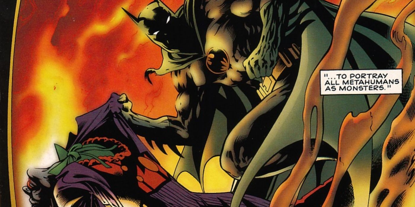 A comic panel from Batman Joker Hell JLA The Nail 1