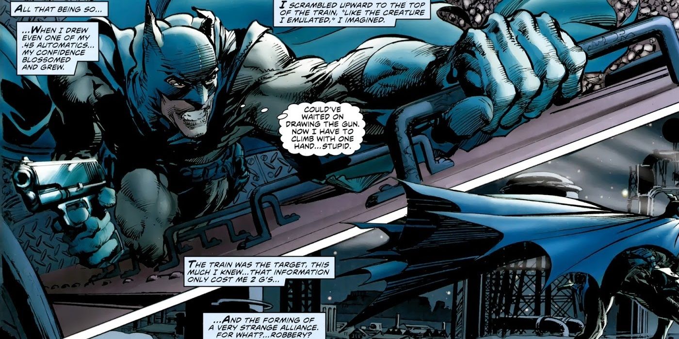Batman wields a gun in a flashback