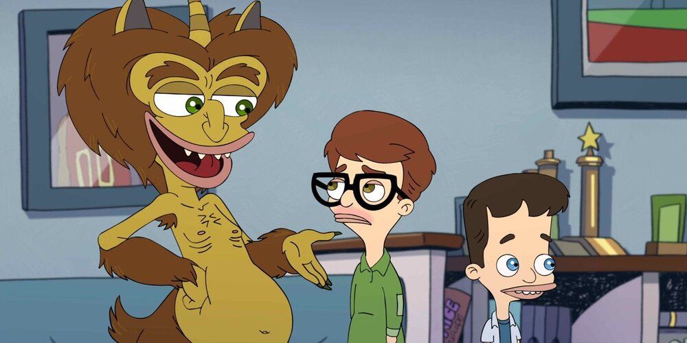 Nick and Andrew with the puberty monster in Netflix's Big Mouth