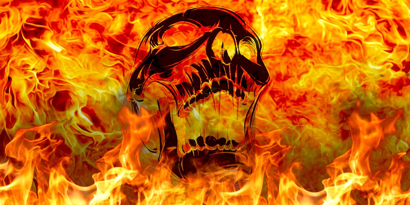 Black Skull surrounded by fire