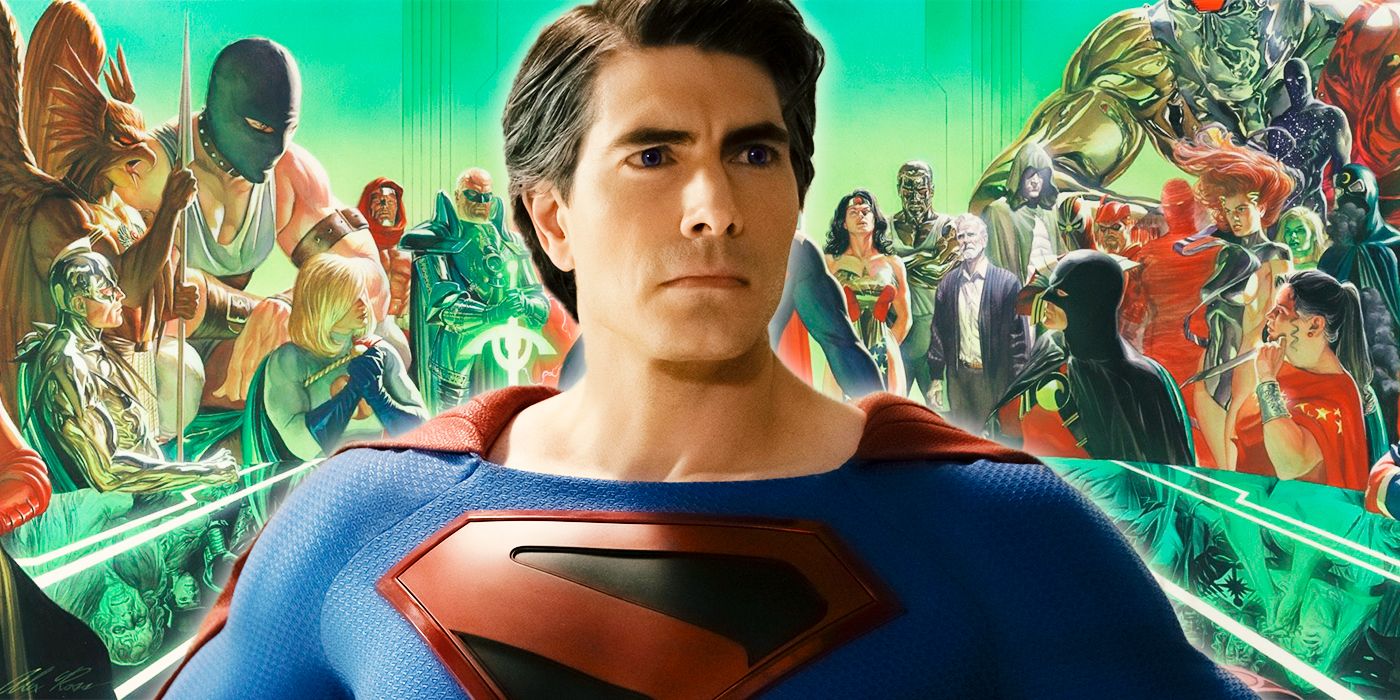 Brandon Routh as Kingdom Come Superman over comic cover art