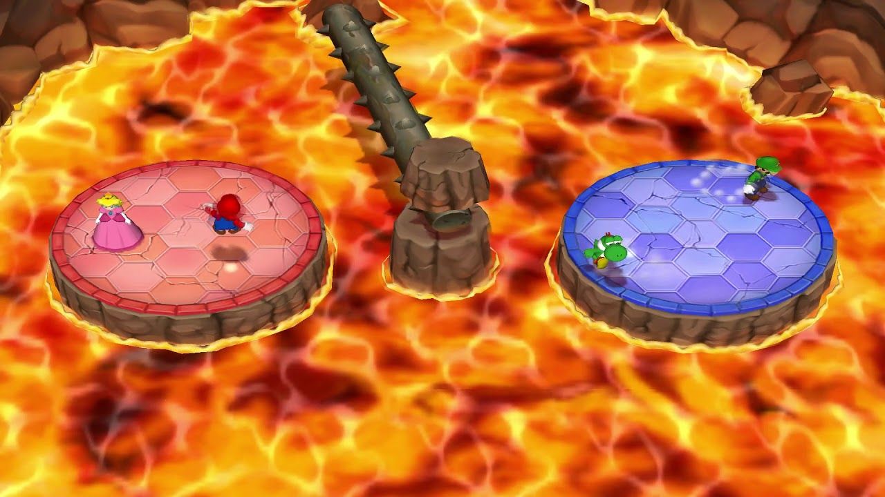 Mario Party Superstars Jumping Over The Burnstile Surrounded By Lava