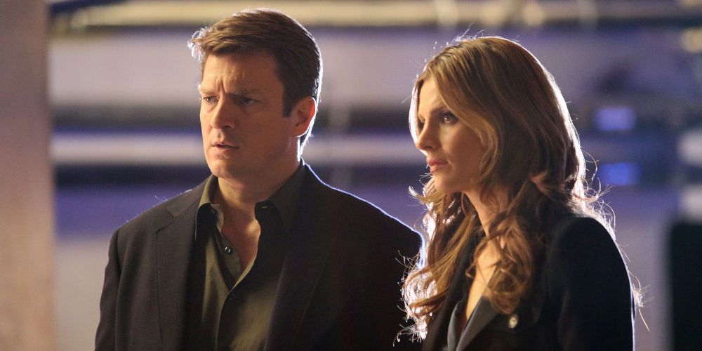Rick Castle and Kate Beckett at a crime scene in Castle
