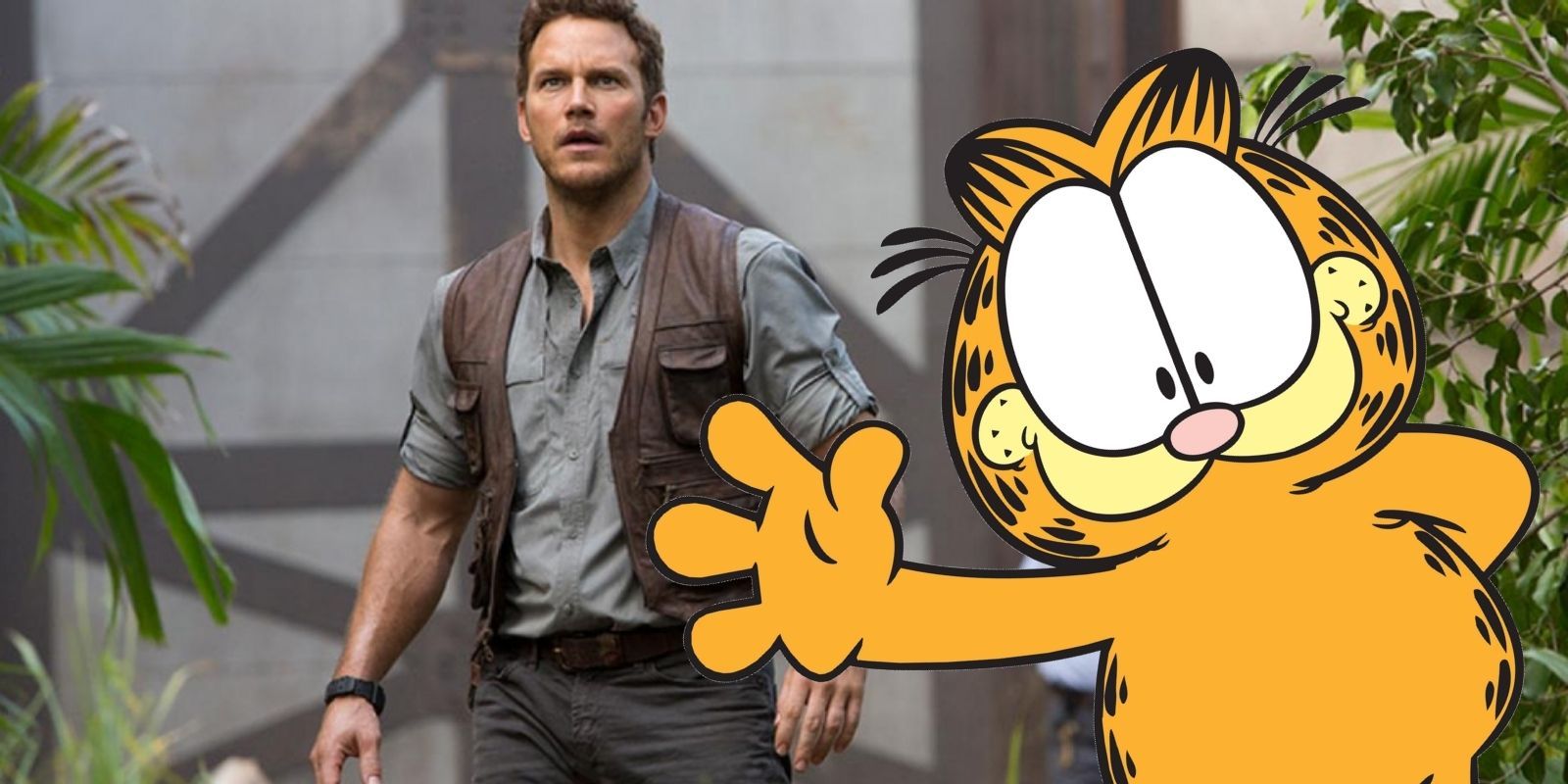 Chris Pratt in Jurassic World alongside Garfield