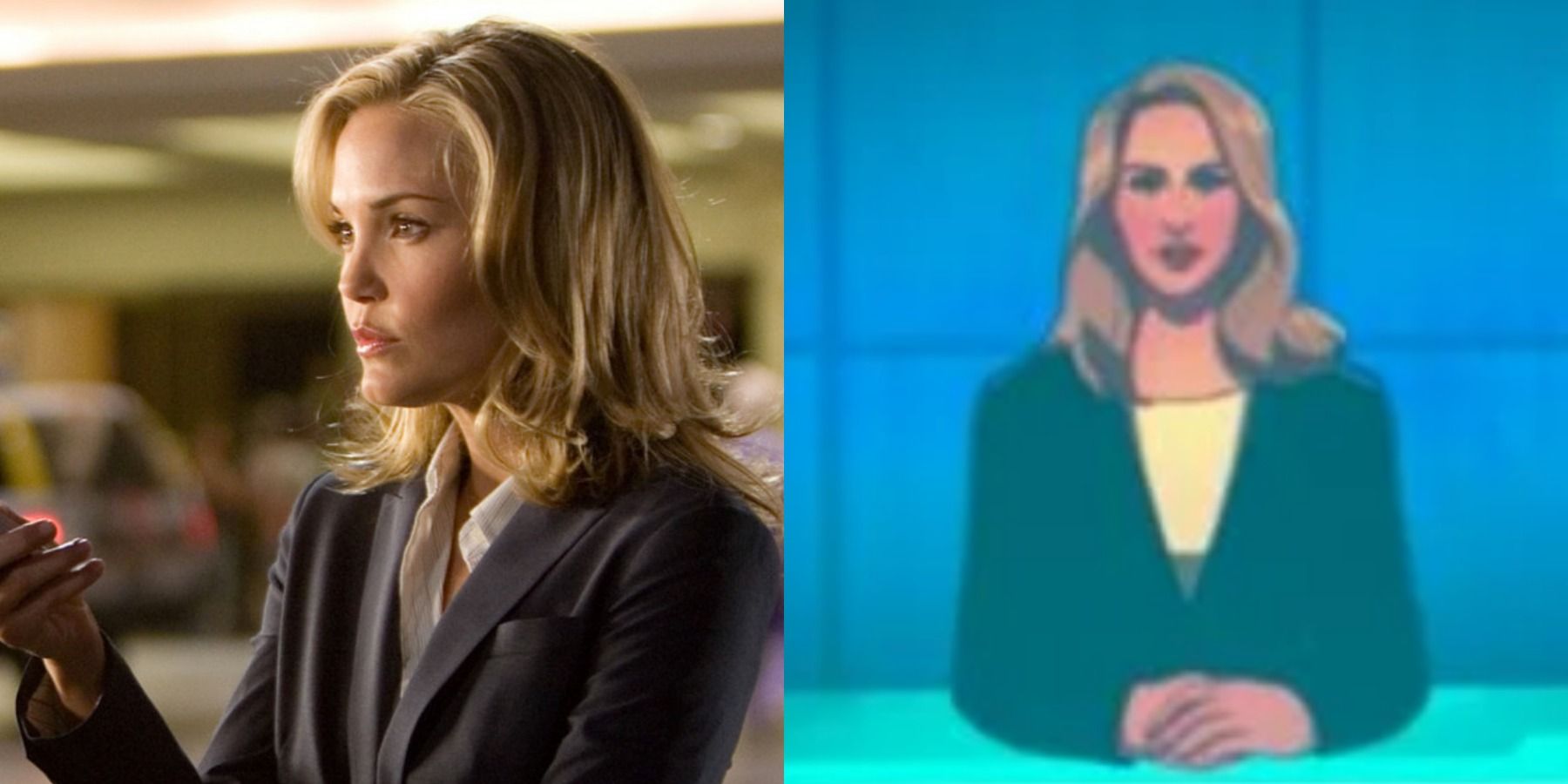 A split image depicts Christine Everhart in Iron Man and in What If Episode 4