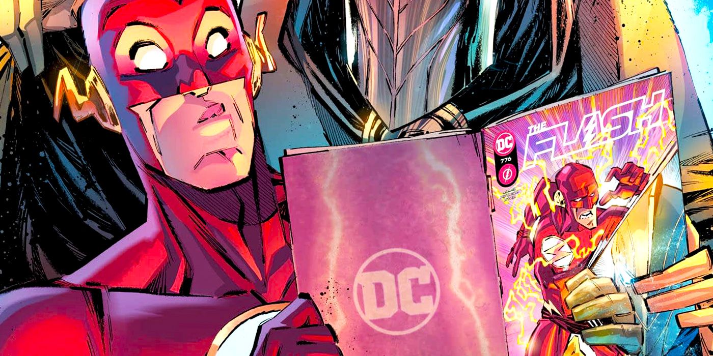 DC's the Flash reading his own comic book