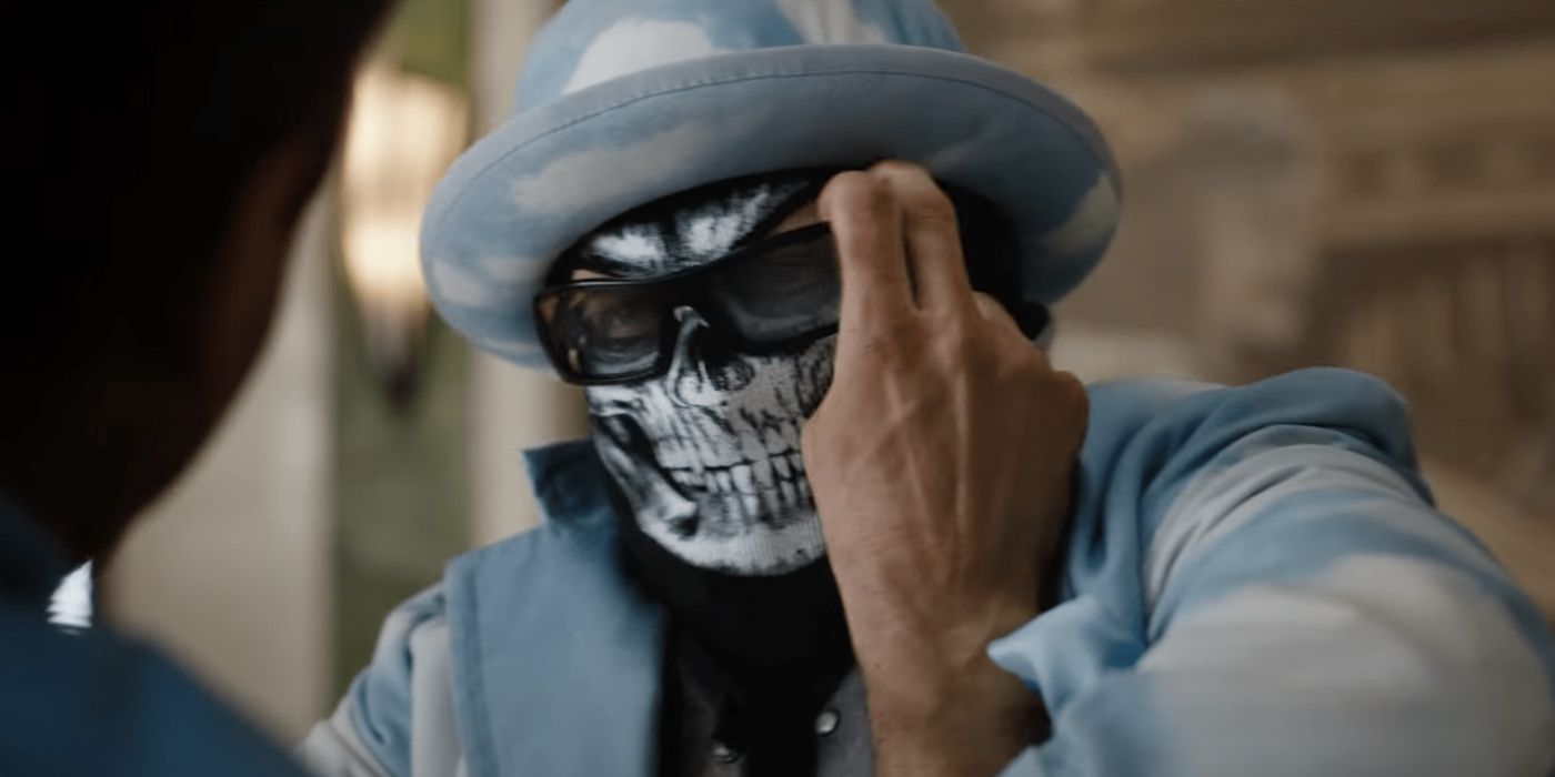 Dwayne Johnson's cameo as a masked robber in Free Guy