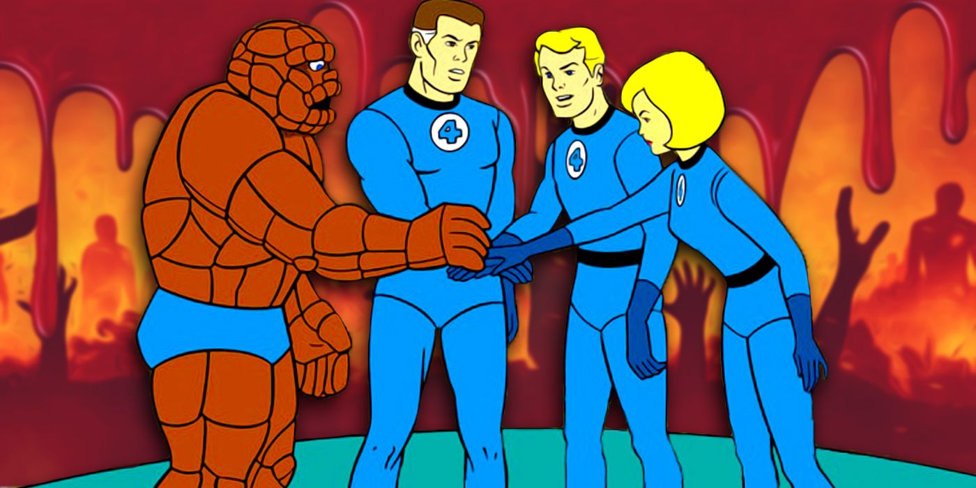 Fantastic Four joining hands in hell