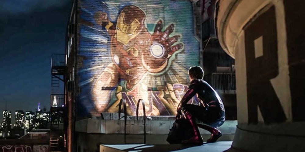 The Iron Man mural in Spider-Man: Far From Home.