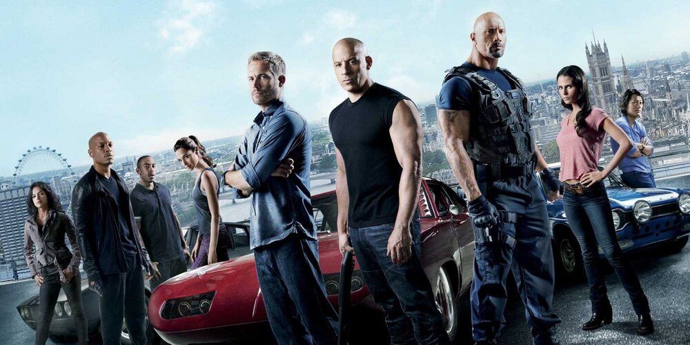 The main cast of the Fast and Furious films, including Luke Hobbs and Dominic Toretto