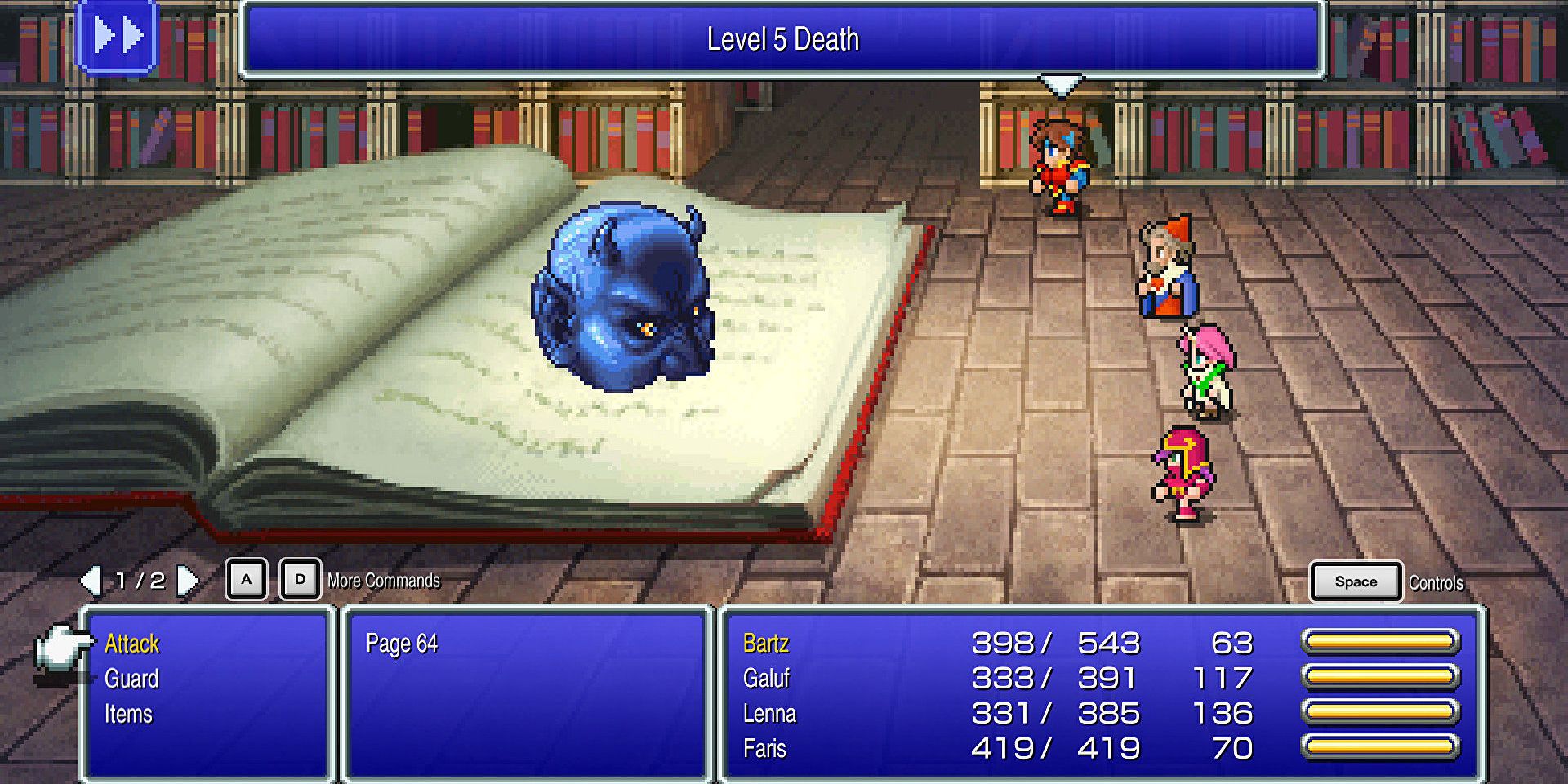 A battle in Final Fantasy V