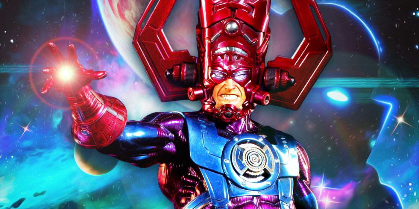 Galactus using the Power Cosmic in the Marvel Universe with he Watcher watching
