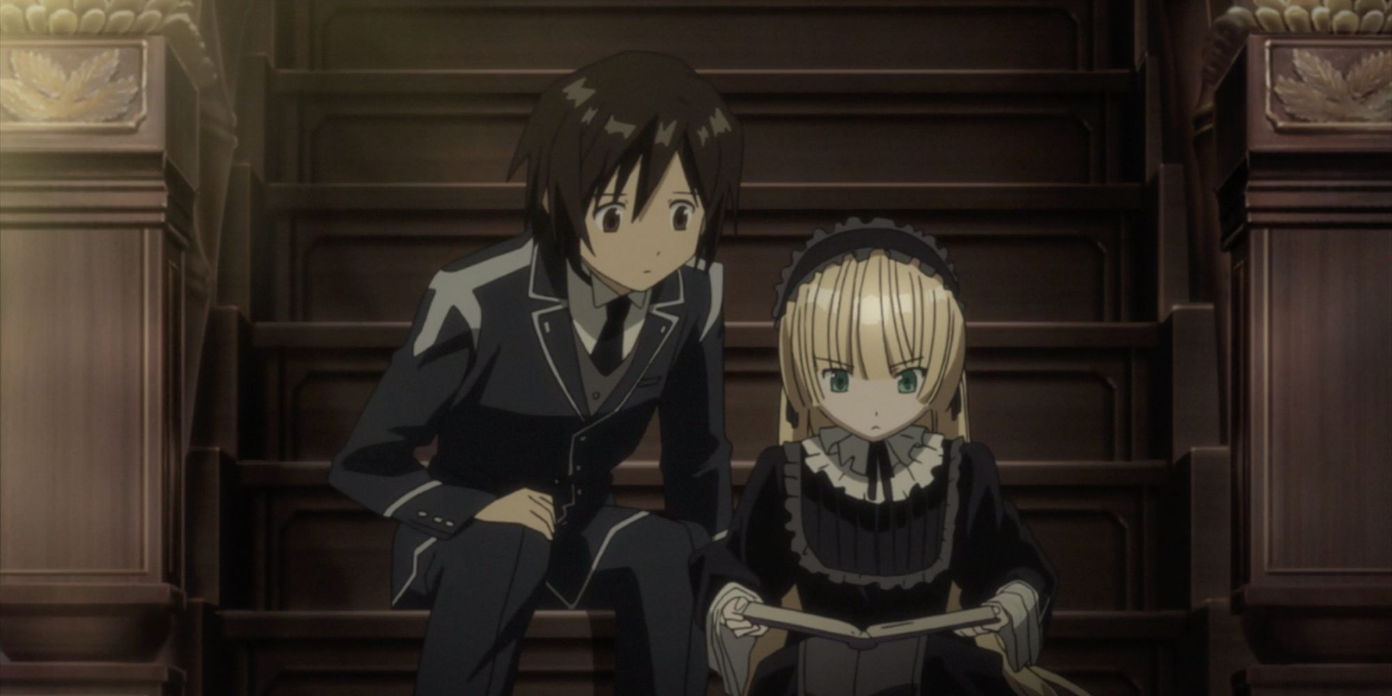 Kujo and Victorique read from a mysterious book in Gosick. 