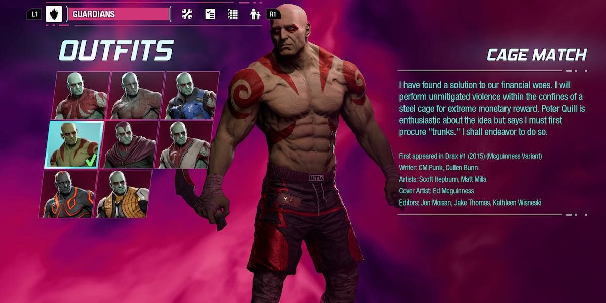 Guardians of the Galaxy Drax Cage Match outfit.