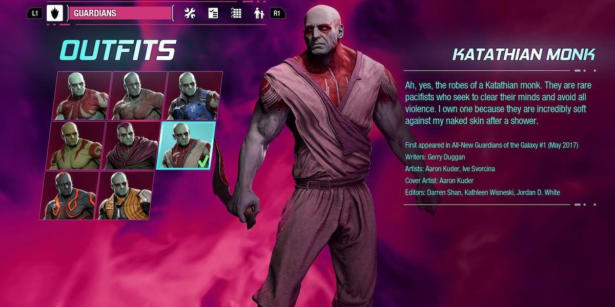 Guardians of the Galaxy Drax Katathian Monk outfit.