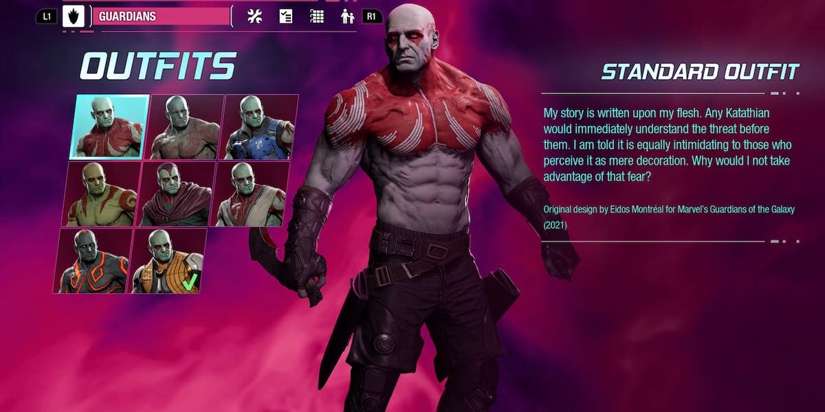 Guardians of the Galaxy Drax Standard outfit.