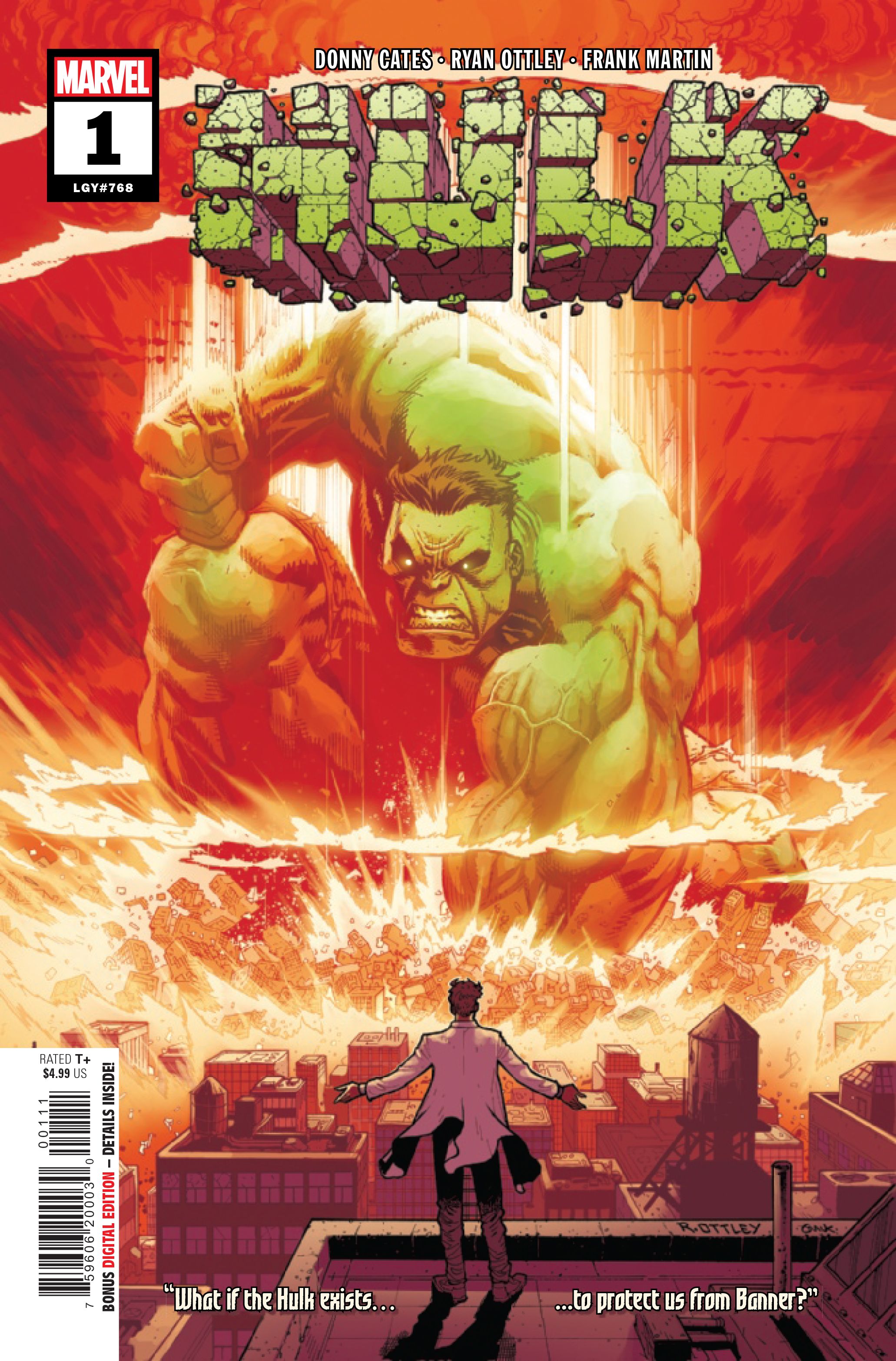 The cover for Hulk #1, by Donny Cates, Ryan Ottley and Frank Martin.