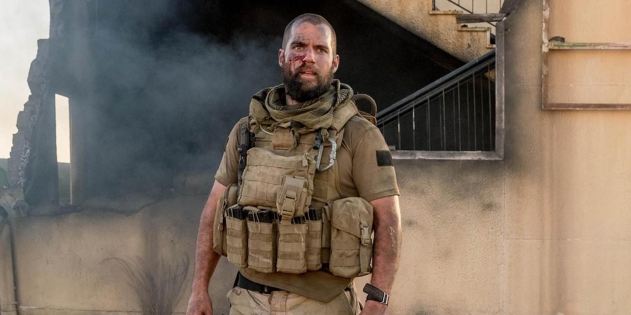 Henry Cavill in military garb in Sand Castle