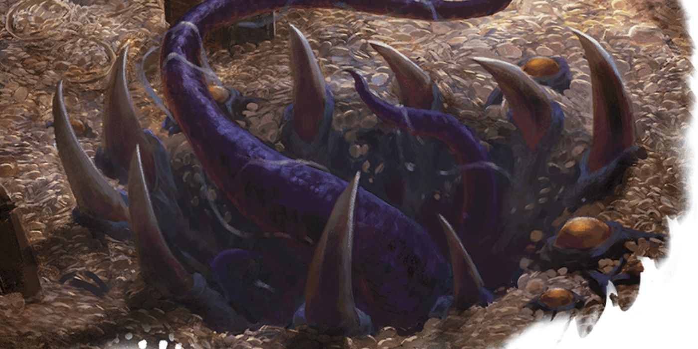 A Hoard Mimic Luring an adventuer in Dungeons and Dragons from Fizban’s Treasury of Dragons