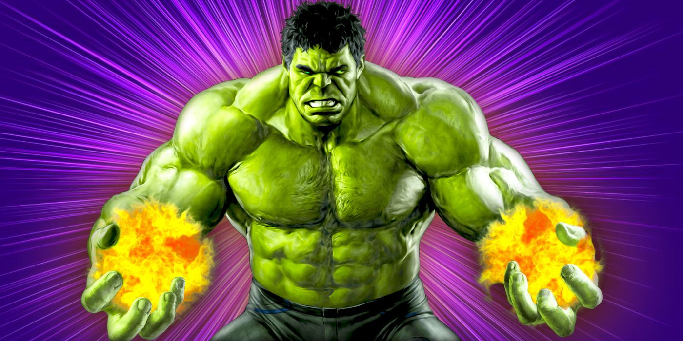 Hulk using strange powers with firebolts in hands
