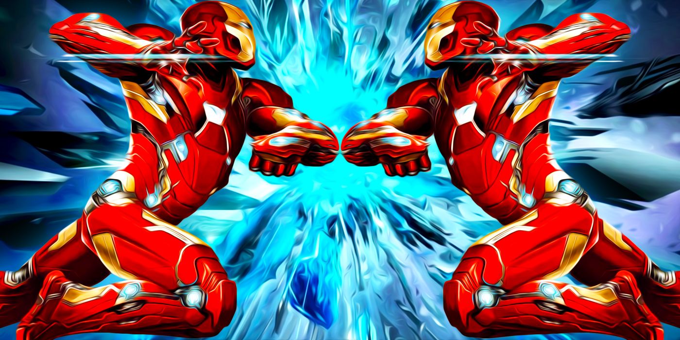 Iron Man vs Iron Man in a cosmic battle