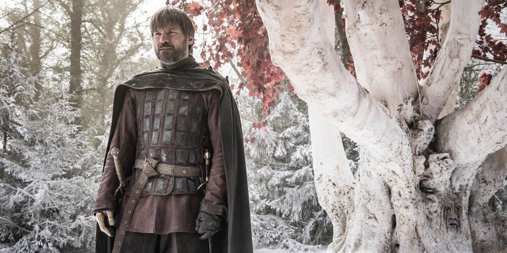 Jaime Lannister talking with Bran Stark in Winterfell