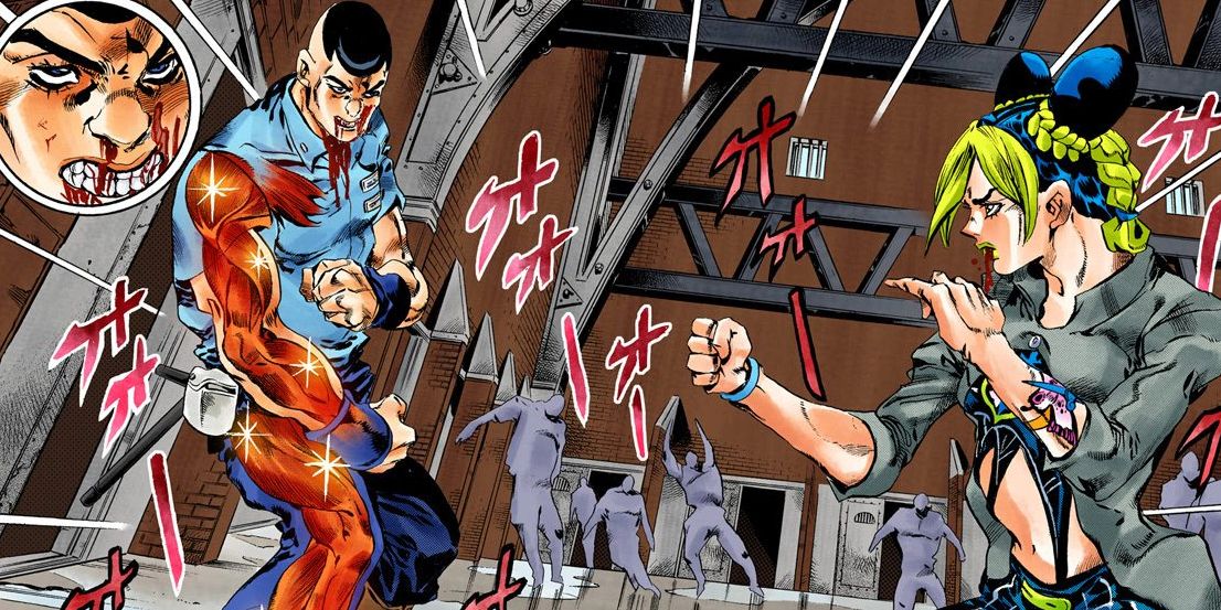 Manga JoJos Bizarre Adventure Jolyne Fights Guard