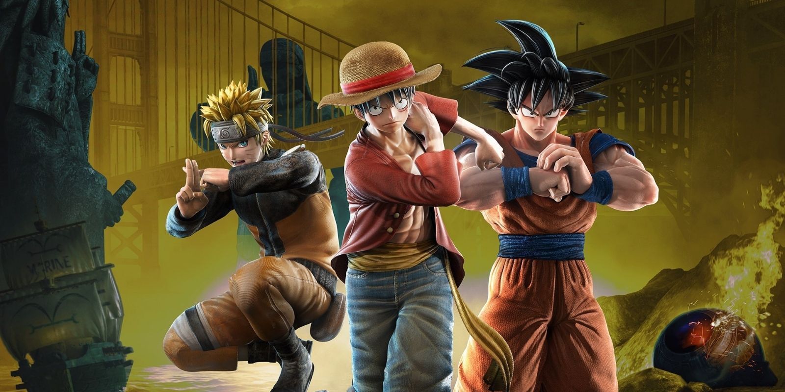 Naruto, Luffy and Goku as they appear in Bandai Namco's Jump Force