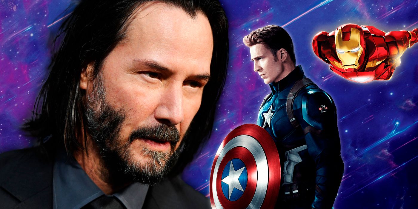 Keanu Reeves alongside Captain America and Iron man
