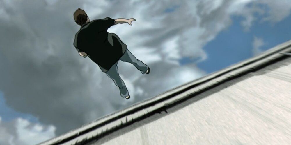 The Kid jumps to his death in Kid's Story the Animatrix