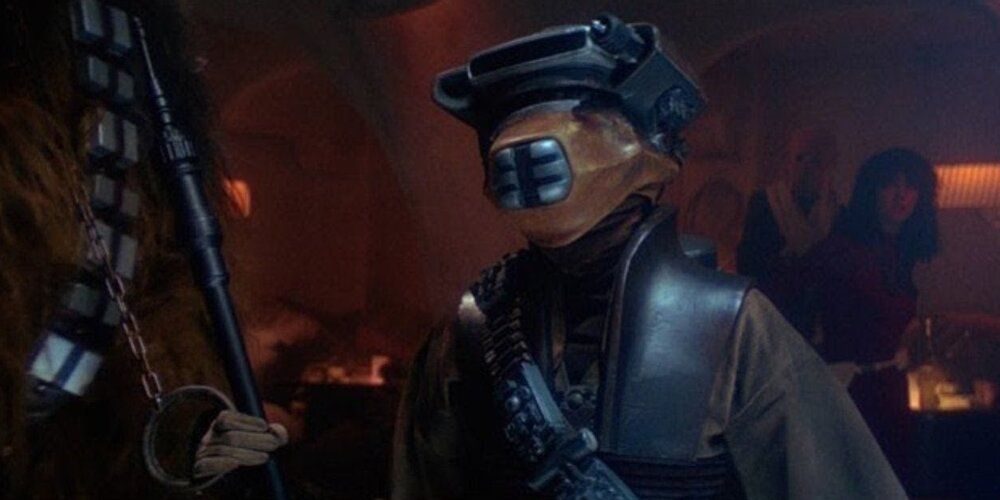 Leia disguised as a bounty hunter in Star Wars: Return of the Jedi