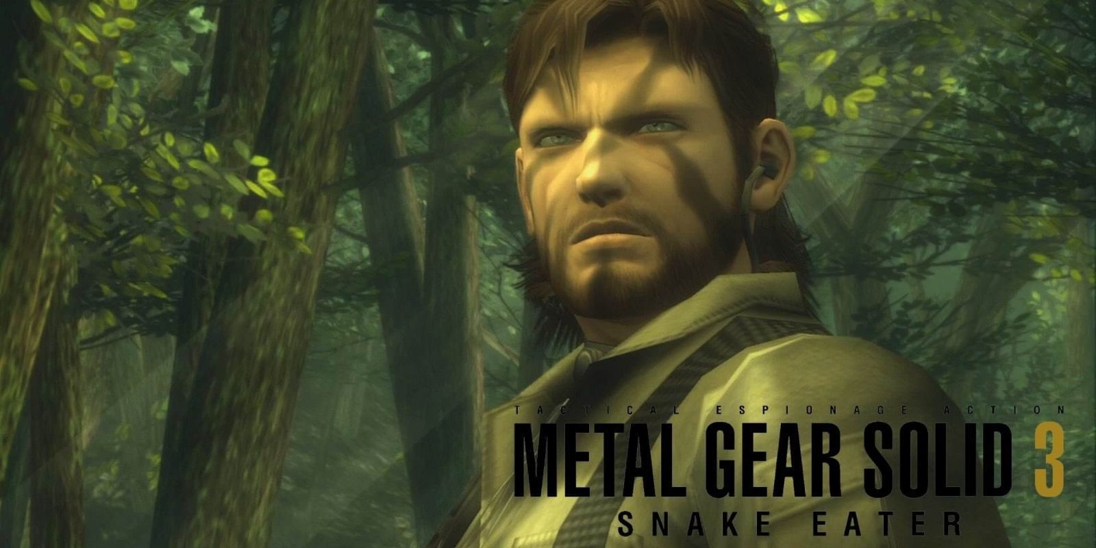 Solid Snake in a forest in Metal Gear Solid 3: Snake Eater