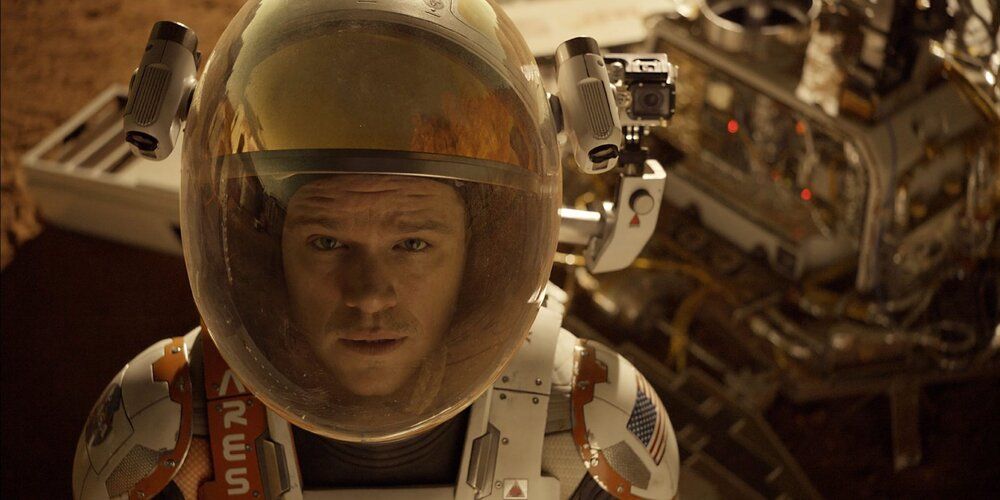 Matt Damon as Mark Watney on mars in The Martian
