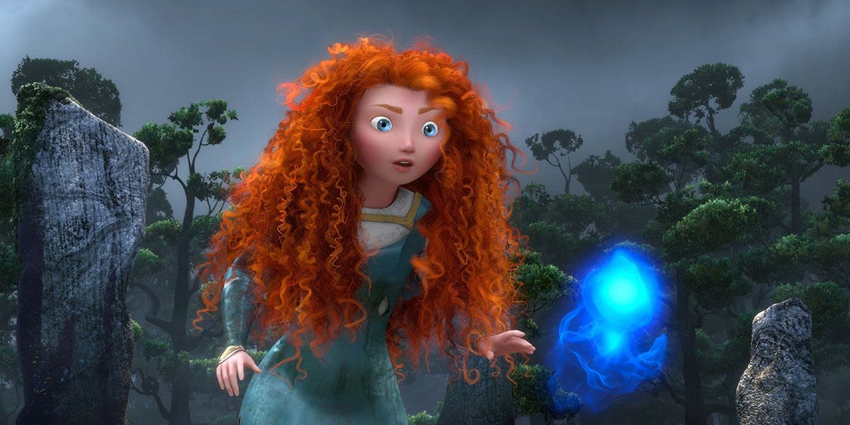 Merida parece surpresa ao encontrar um fio brilhante.