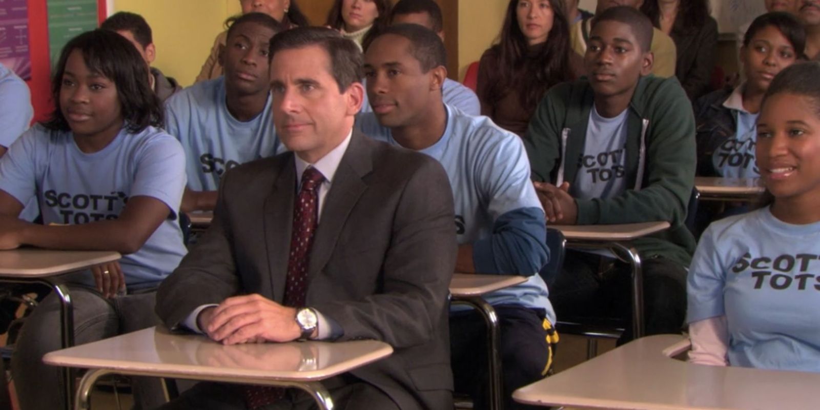 Michael Scott with Scott's Tots from The Office.