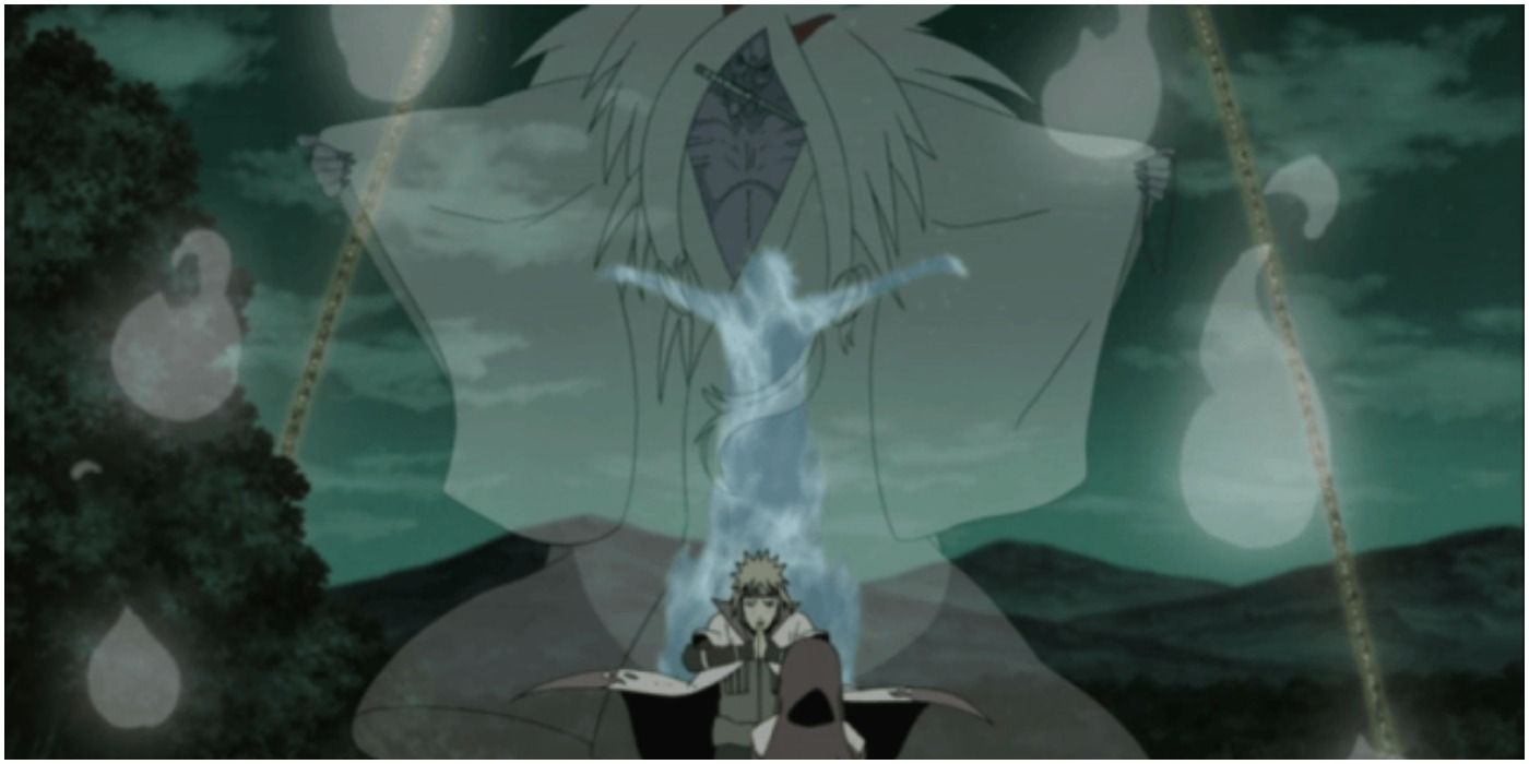 Minato Using The Reaper Death Seal Against The Nine-Tails