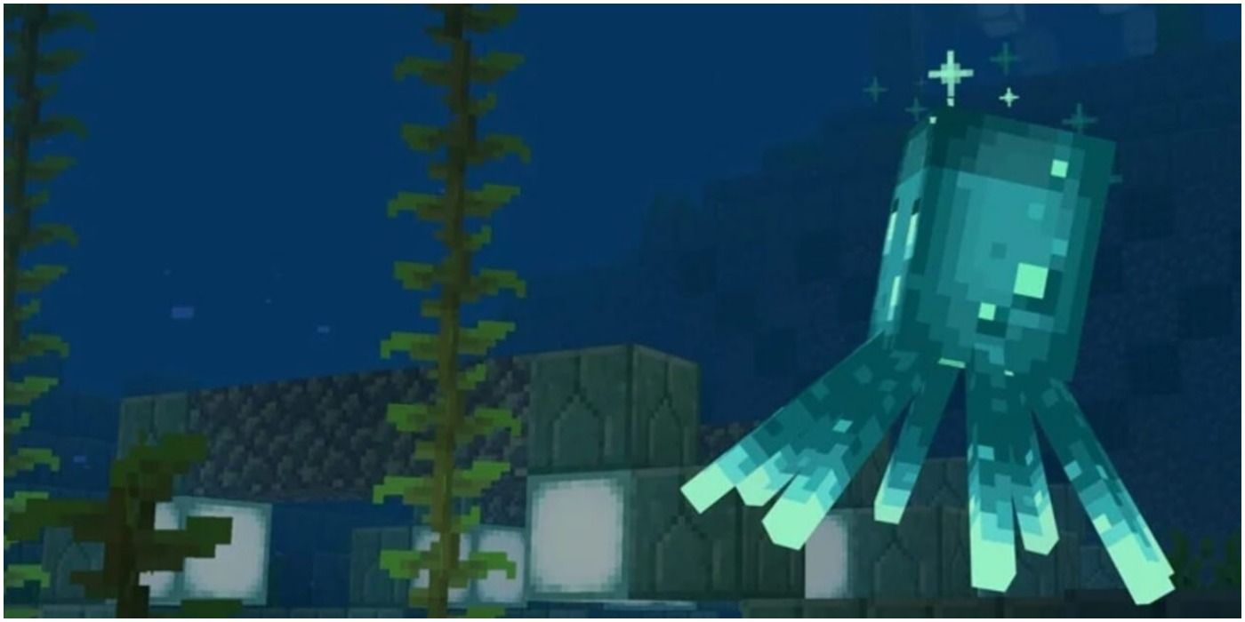 Minecraft Glow Squid Deep Underwater