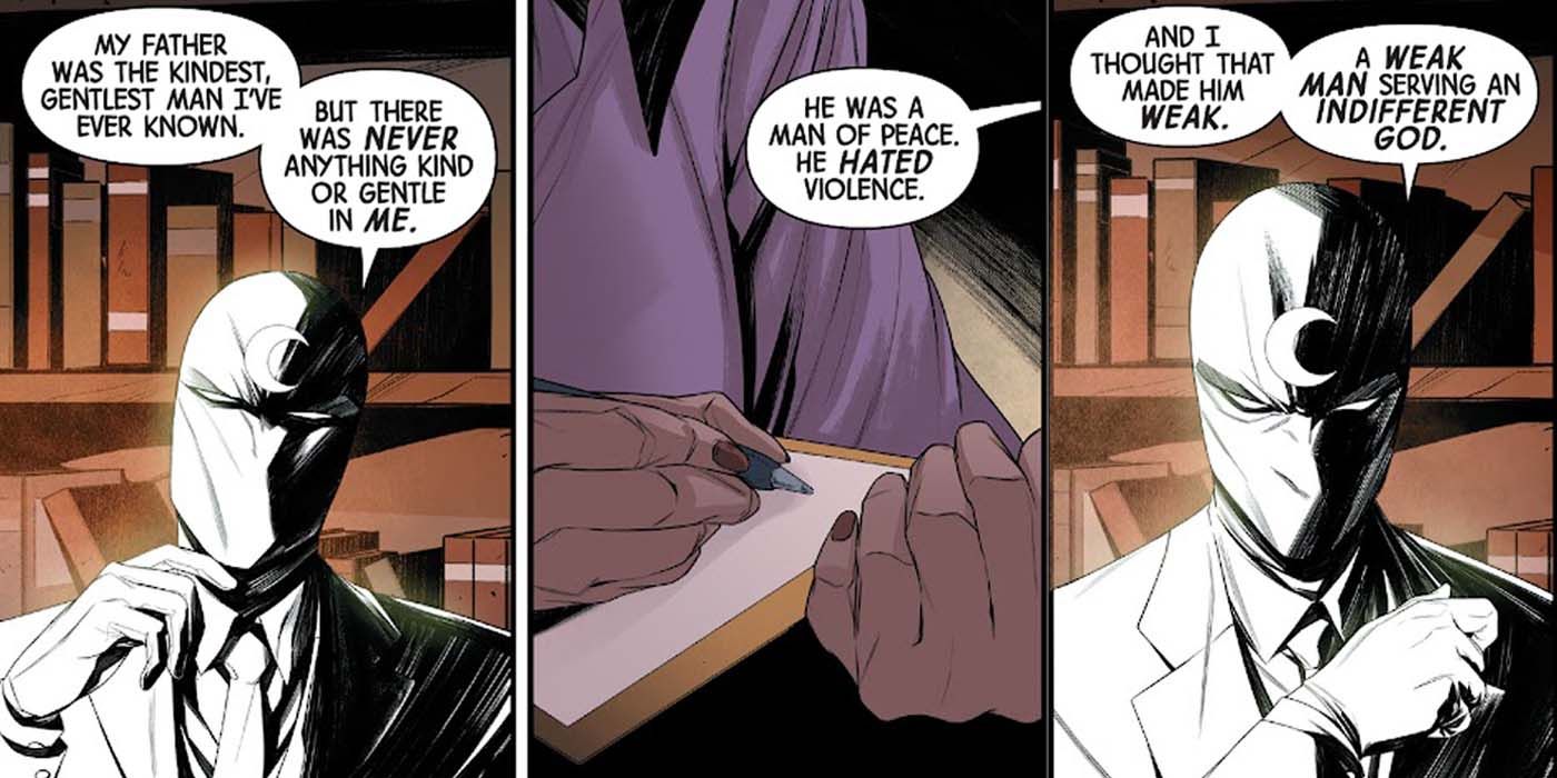 Moon Knight discussing his Rabbi father